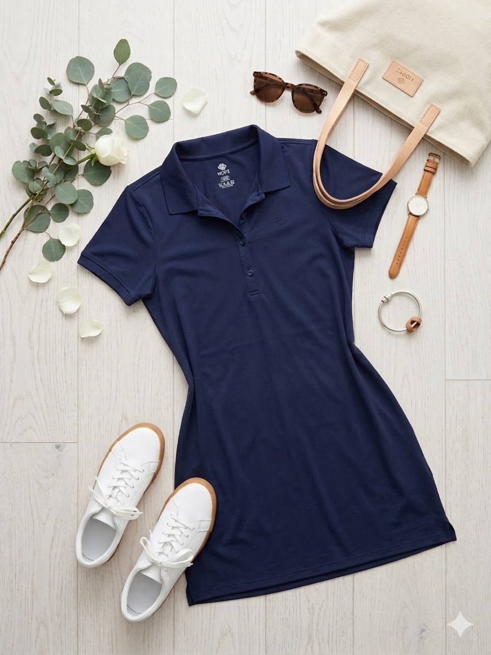 MOFIZ Navy Polo Shirt Dress Size M